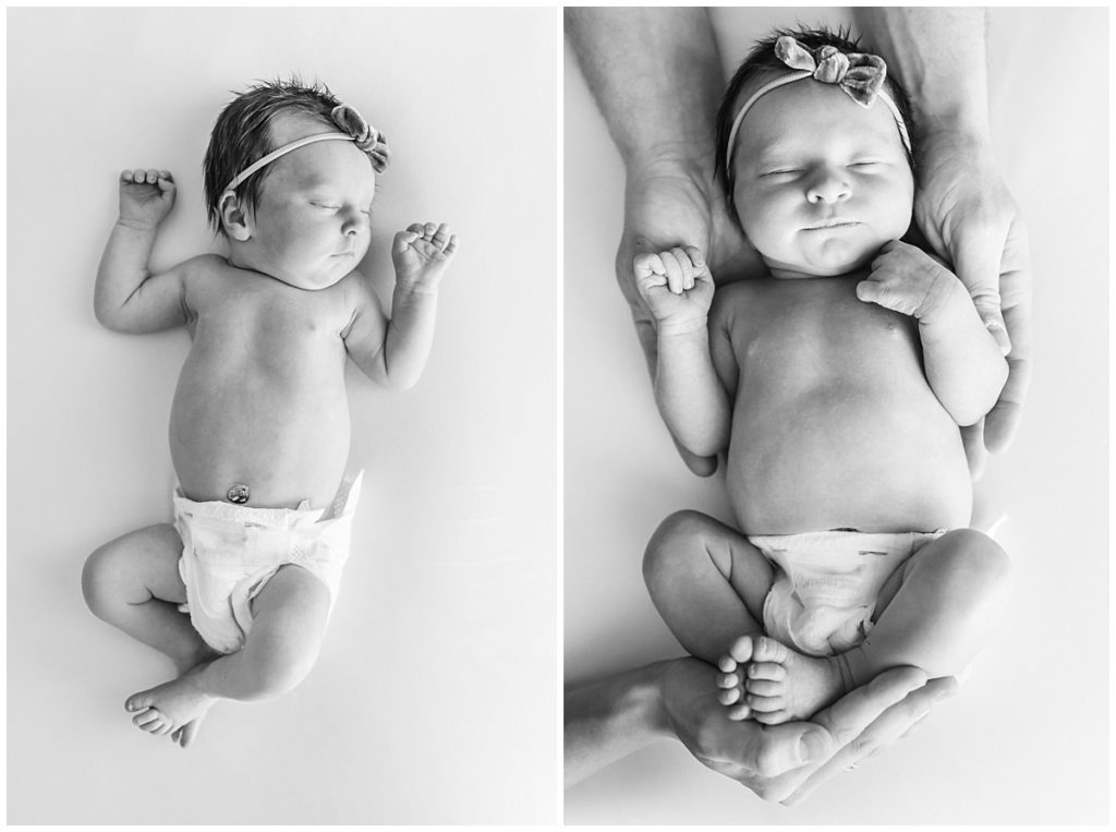 black and white newborn portraits