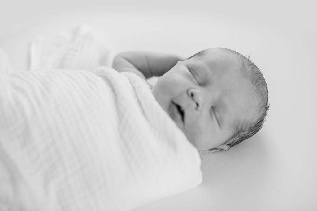 newborn black and white photo