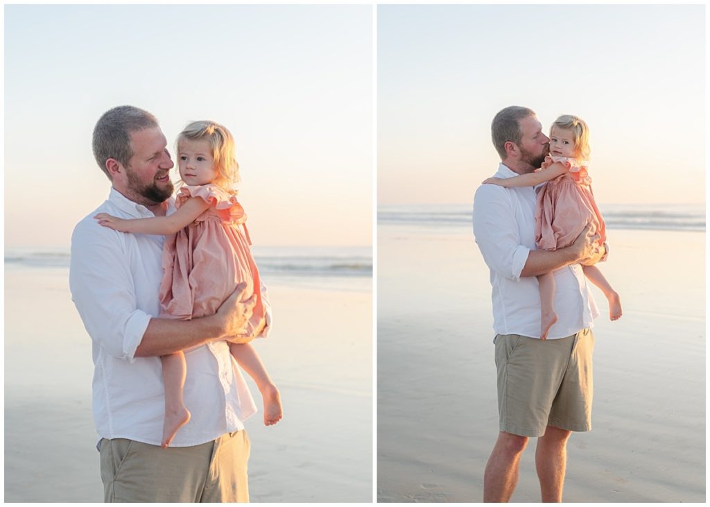 Dad and baby on the beach