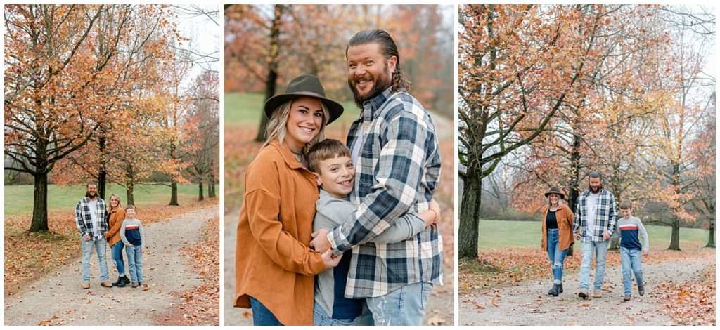 Family smiling together at Hartville Ohio fall family session