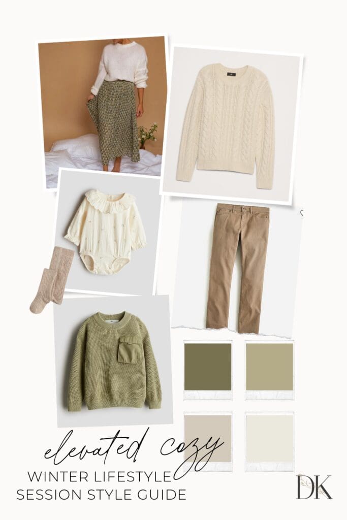 elevated cozy winter lifestyle photo session style board inspiration