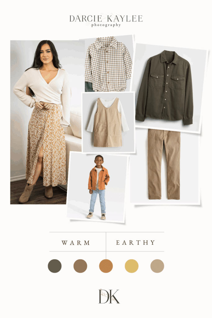 Neutral tones help bring this fall styling for the whole family together in a cohesive way. 